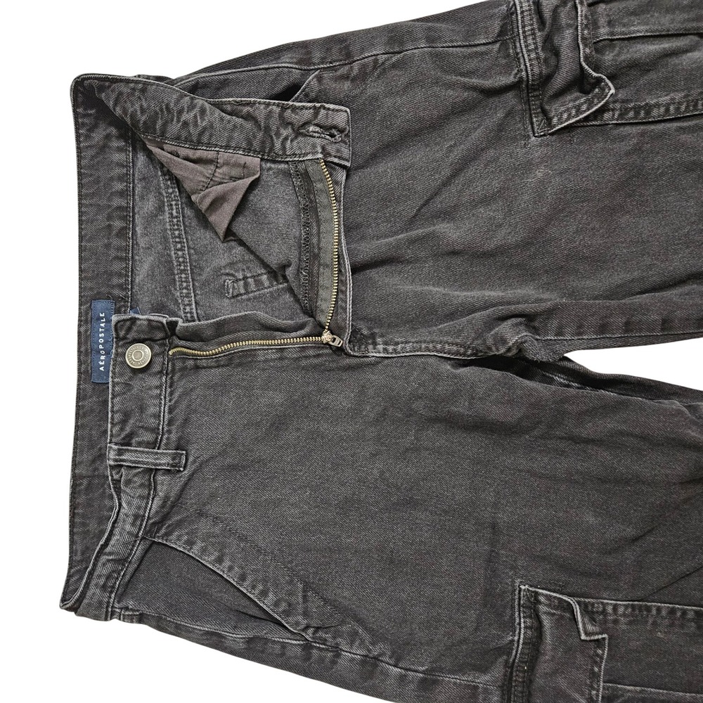 Aeropostale High Rise Wide Leg Black Cargo Goth Y2K Style Utility Jean Skater 8 - Picture 5 of 12